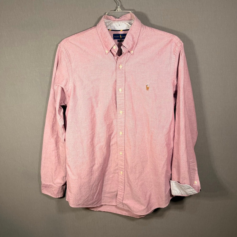 Ralph Lauren Mens Classic Fit Oxford Shirt Pink Button Down Long Sleeve Large